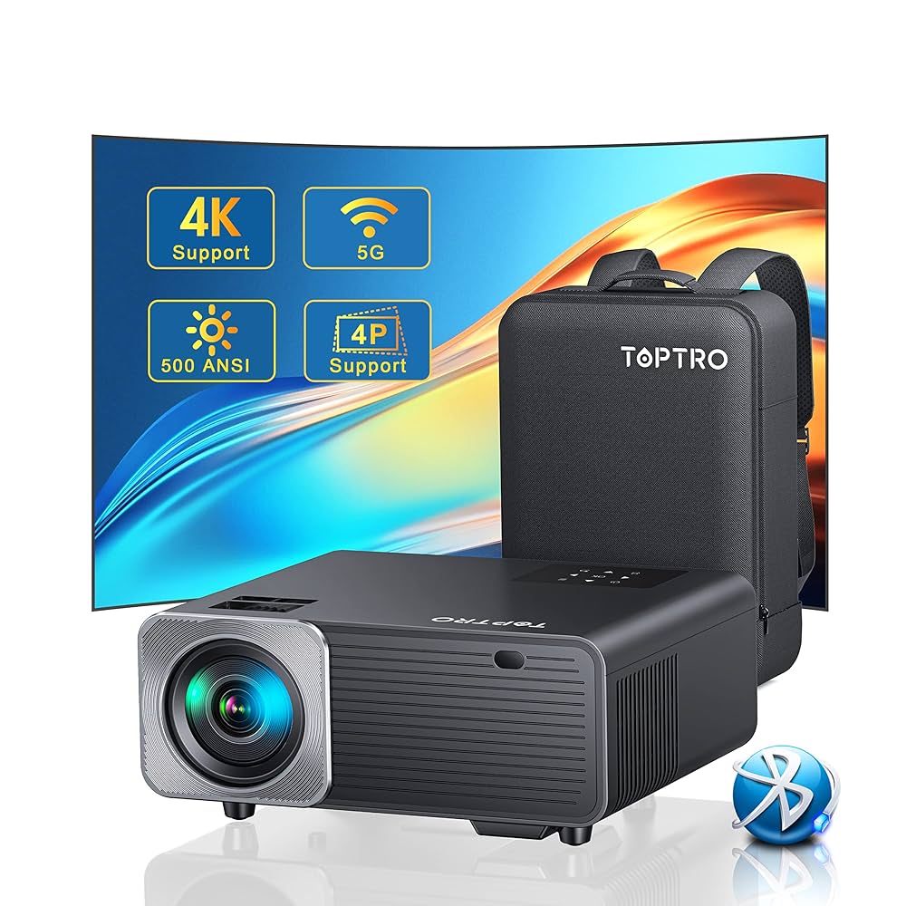 TOPTRO 5G WiFi Bluetooth Projector, TR22 Outdoor Projector